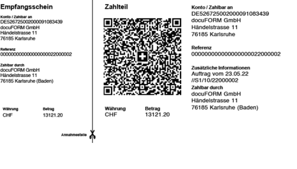 Zahlschein mit Swiss-QR